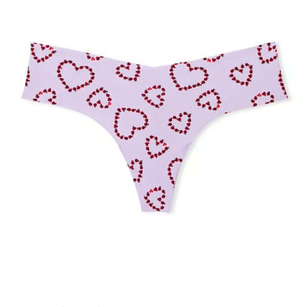Victoria's Secret Pink No Show Thong XL New Love bug Valentine's Day Panty heart
